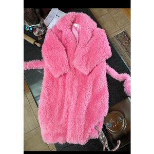 NWOT Pink Faux-Fur Coat